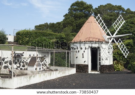 Dovecote and model windmill in an educational farm, Azores