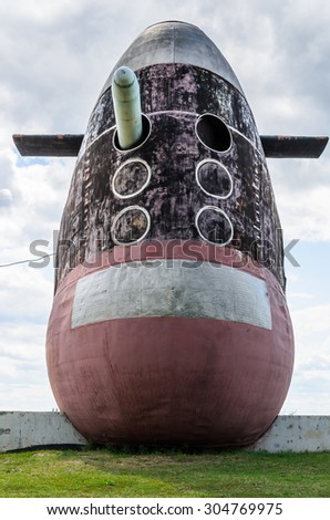 TOGLIATTI, RUSSIA - JULY 19, 2015: B-307 ( 1977 ), Soviet Tango-class, diesel-electric submarine, decommissioned 2002, is displayed at the AvtoVAZ Technical Museum in Togliatti, Samara region, Russia