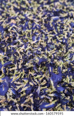 Sun dried butterfly pea flowers to make tea