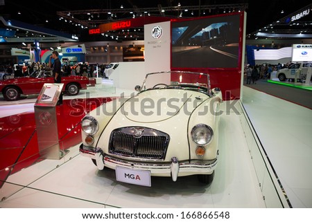 BANGKOK - NOVEMBER 28 : MG A on display at The 30th Thailand International Motor Expo 2013 in Bangkok, Thailand.