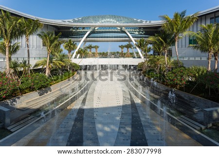 SANYA - CHINA, MAY 11 : Middle fountain area of CDF Mall, The world largest duty free shopping center in Hainan China on May 11,2015