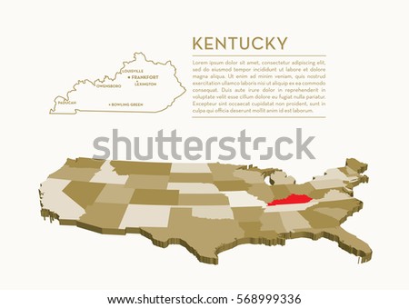 3D USA State map - KENTUCKY