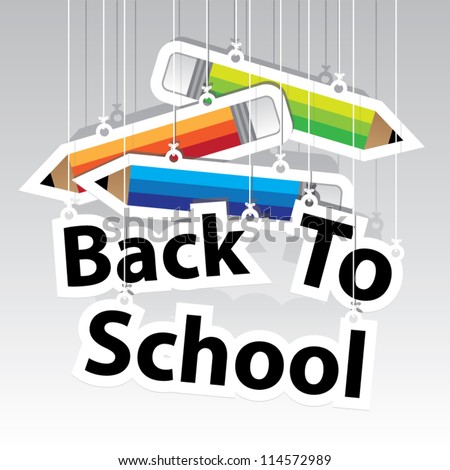 Back to School Paper Hanging Sign with Pencil paper hanging sign background -Vector