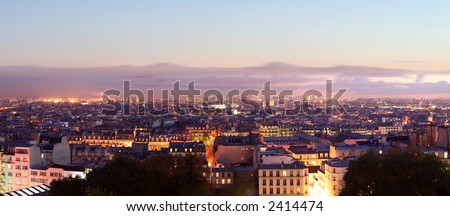 Very High Definition Of : Panorama View Of Paris By Night Vie From The ...