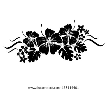 Hawaiian Flower Silhouette Free Vector | 123Freevectors