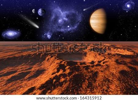 Cosmic landscape, view from Mars, Elements of this image furnished by NASA