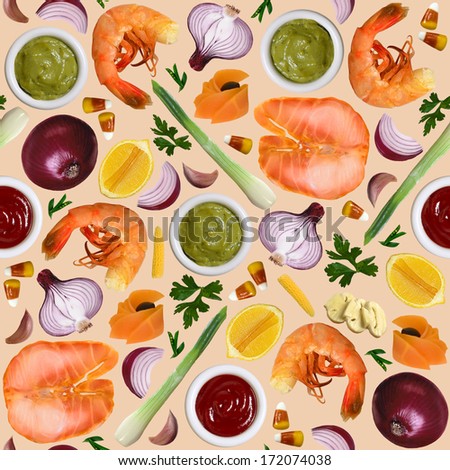 Seamless background with food