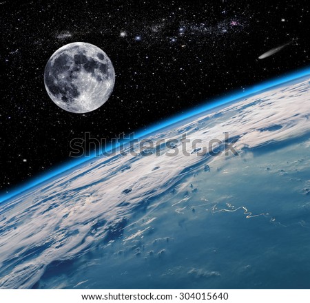 Space landscape, view of the Earth. Elements of this image furnished by NASA.