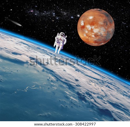 Space landscape, view on the Earth. Elements of this image furnished by NASA