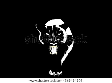 Panther walking from dark. vector Logo design, on black background image