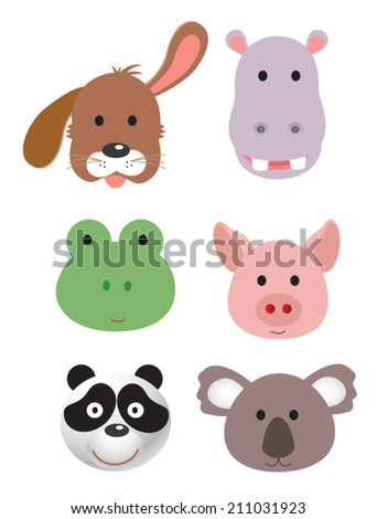 Vector illustration set of animal faces.