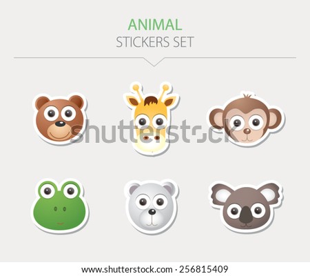 Animal stickers. Vector Illustration