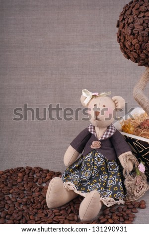 Toy handmade - bear. (Coffee concept)