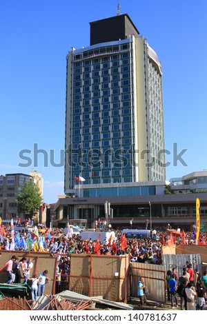 ISTANBUL - JUN 1: Violence sparked by plans to build on the Gezi Park have broadened into nationwide anti government unrest on June 1, 2013 in Istanbul, Turkey. Taksim Square