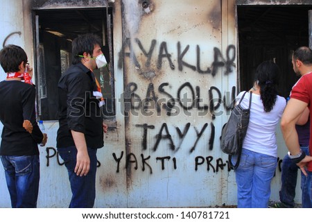 ISTANBUL - JUN 1: Violence sparked by plans to build on the Gezi Park have broadened into nationwide anti government unrest on June 1, 2013 in Istanbul, Turkey. Taksim Gezipark