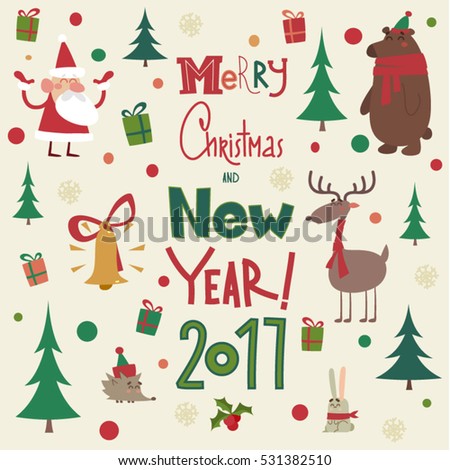 Merry Christmas Card Stock Vector Illustration 531382510 : Shutterstock