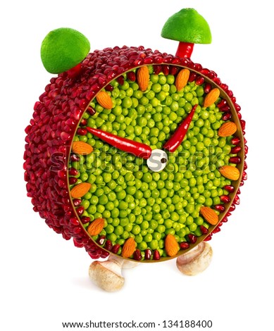fruit and vegetable volume clock  isolated on a white background