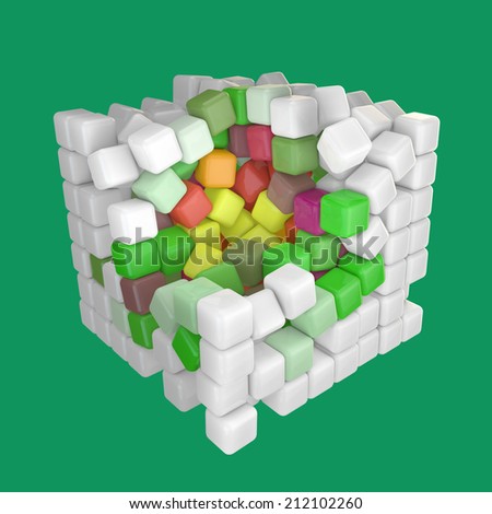 cube made out of colorful cubes inside