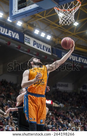 VALENCIA, SPAIN - MARCH 5: Bojan Dubljevic during EURO CUP match between Valencia Basket Club and Bayern Munich at Fonteta Stadium on March 5, 2015 in Valencia, Spain