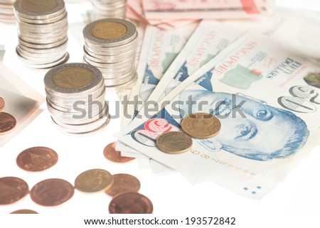 Banknotes,Money of Thailand and Singapore