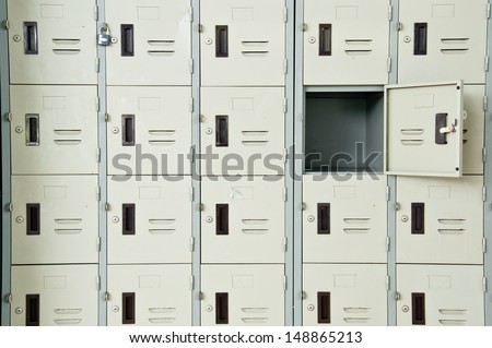 Save to a Lightbox?   Find Similar Images   Share?   Row of Lockers one is open.
