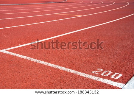 Start point for two hundred on running track