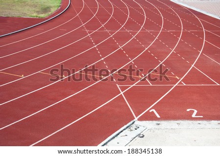 Curve and line on running track with texture rubber cover