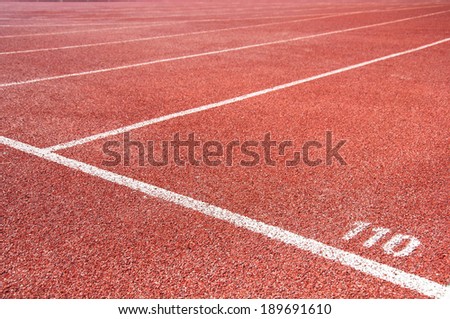Start point for one hundred and ten meter on running track