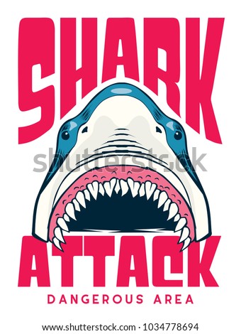 shark attack poster / t shirt vector design
