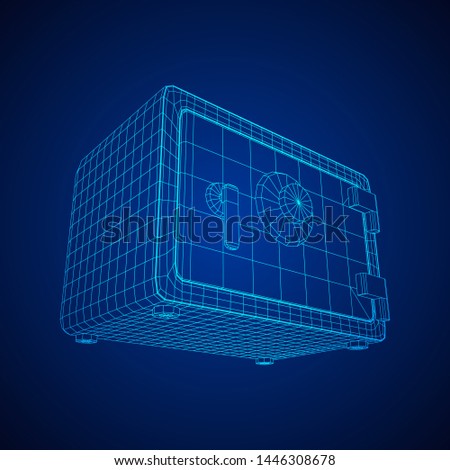 Metal bank vault safe. Wireframe low poly mesh vector illustration