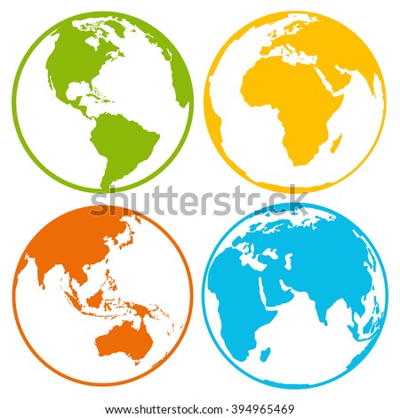 Set of earth planet globe logo icons for web and app. Vector travel, earth planet concept on white background