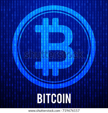 Cripto currency bitcoin. Global internet worldwide. Abstract Matrix Background. Binary Computer Code. Vector Tech Background.