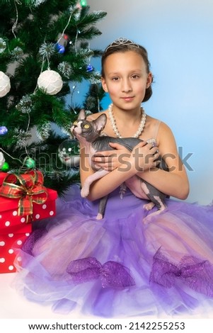 Similar – Image, Stock Photo Hairless cat sitting near crop owners