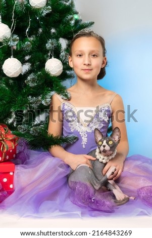 Similar – Image, Stock Photo Hairless cat sitting near crop owners