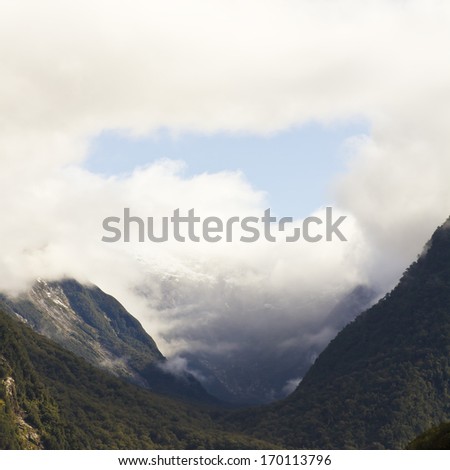 An awesome landscape in a fjord in New Zealand.
