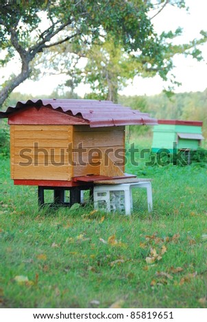 Bee houses at field