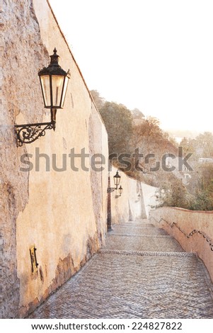 Prague, romantic old castle stairs