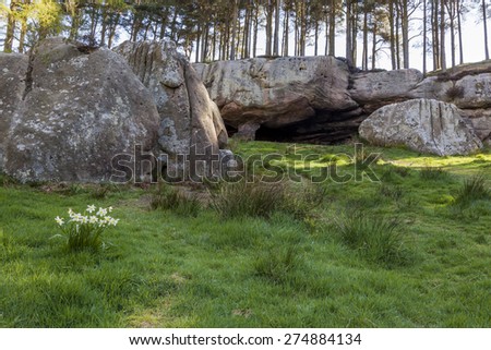 St Cuthbert\'s Cave, Northumberland, England, where medieval monks are reputed to have hid the saints body from marauding Viking\'s. Northumberland, England, UK.