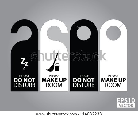 Two Side Black and White Door Hanger Tags for Room in Hotel or Resort - EPS10 Vector