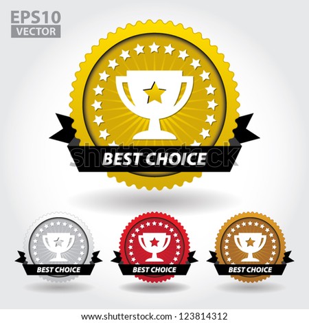 Best Choice Sticker and Sign with Cup and Stars – EPS10 Vector