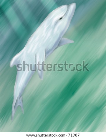 Dolphin - cool ocean tones - computer generated painterly feel. Room for text.