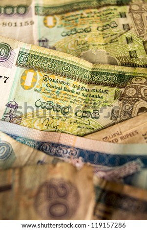 Sri Lankan Currency/ old bank notes fanned out