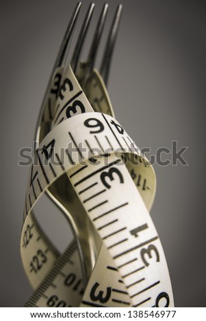 Measure Tape on Fork/a tape measure wrapped around a fork