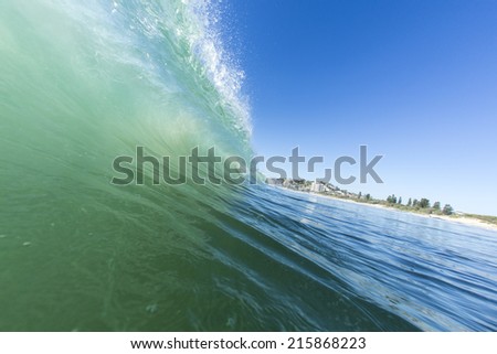 Coolum Beach, Sunshine Coast, Queensland, Australia. Taken from inside the surf on the beach at Coolum, one of Queensland\'s most popular surfing and tourist destinations.