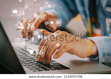 Similar – Image, Stock Photo Social media business concept and marketing online technology digital network internet icon message connection on smartphone.