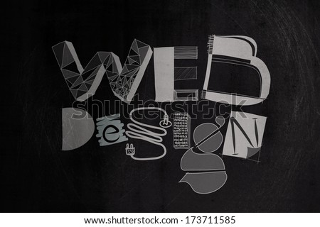 hand drawn web design on dark texture background as concept