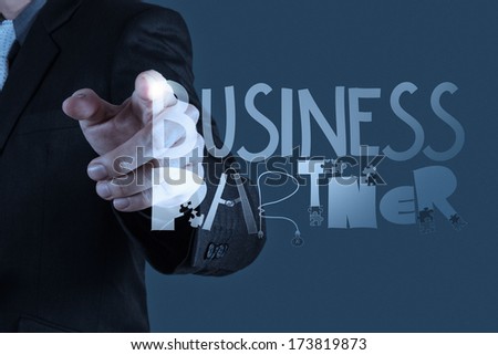 business man hand drawing web content graphic word diagram as concept