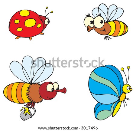 Ladybird, Butterfly And Bee Stock Vector Illustration 3017496 ...