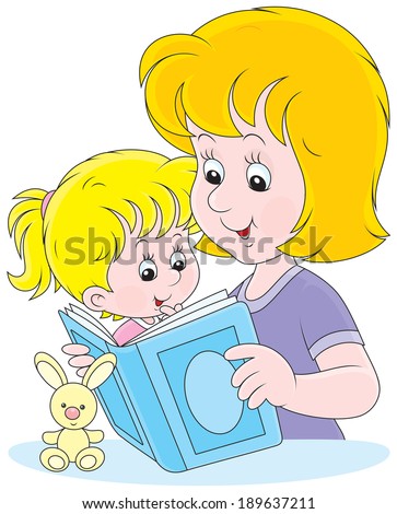 Mom Reading A Book To Her Infant Daughter Stock Vector Illustration ...