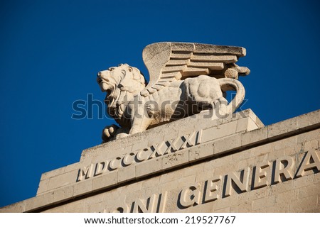 Winged Lion on the roof of the Generali Building at Jaffa Road (Jerusalem Israel)